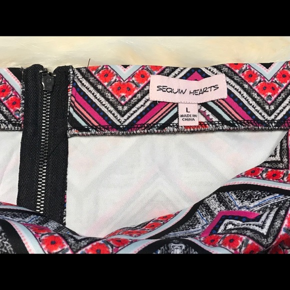 Sequin Hearts Tribal Print Skirt - Picture 5 of 7